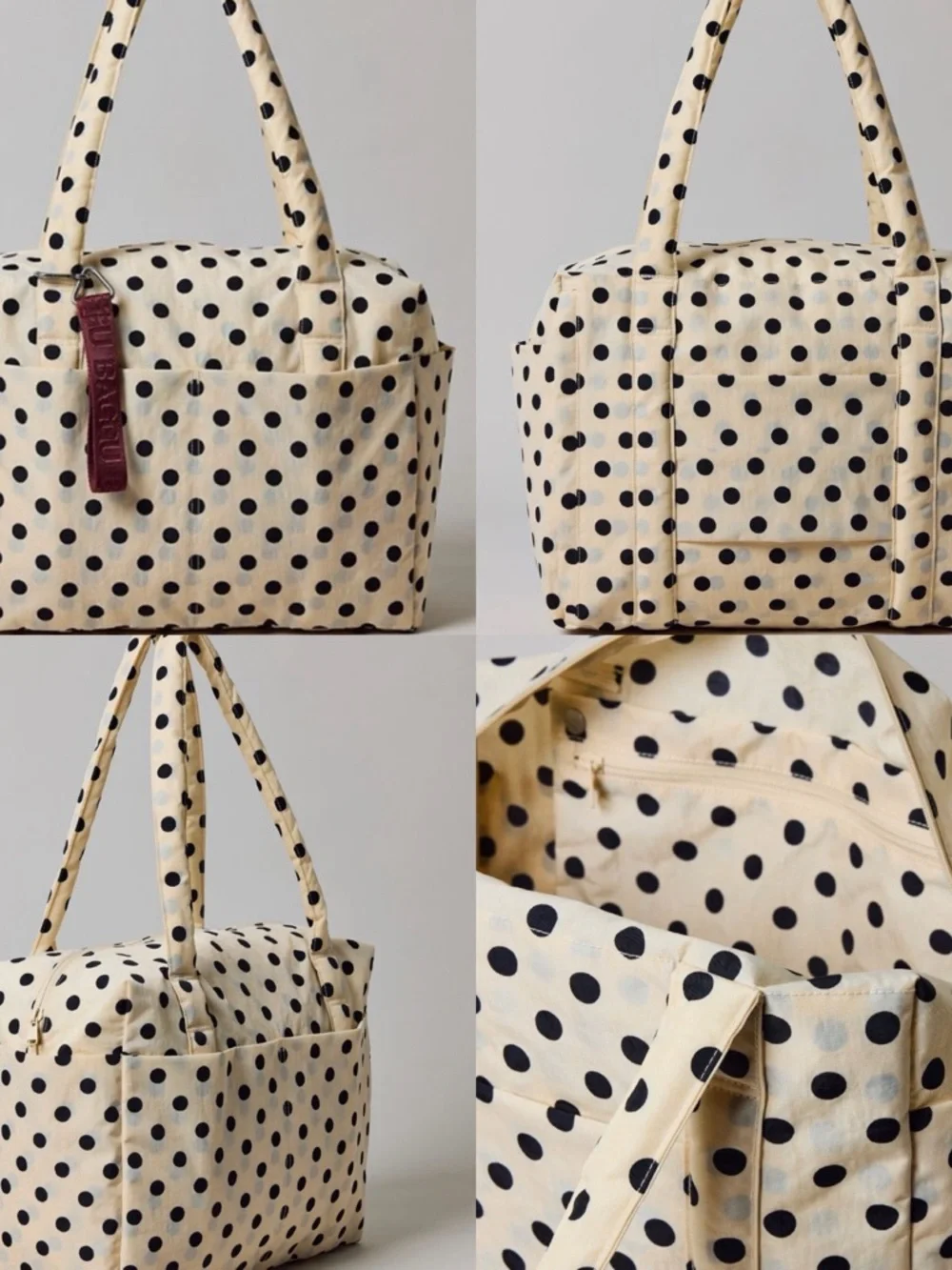 NWT BAGGU Small Cloud Carry On Cream + Black Polka Dot - Picture 3 of 3